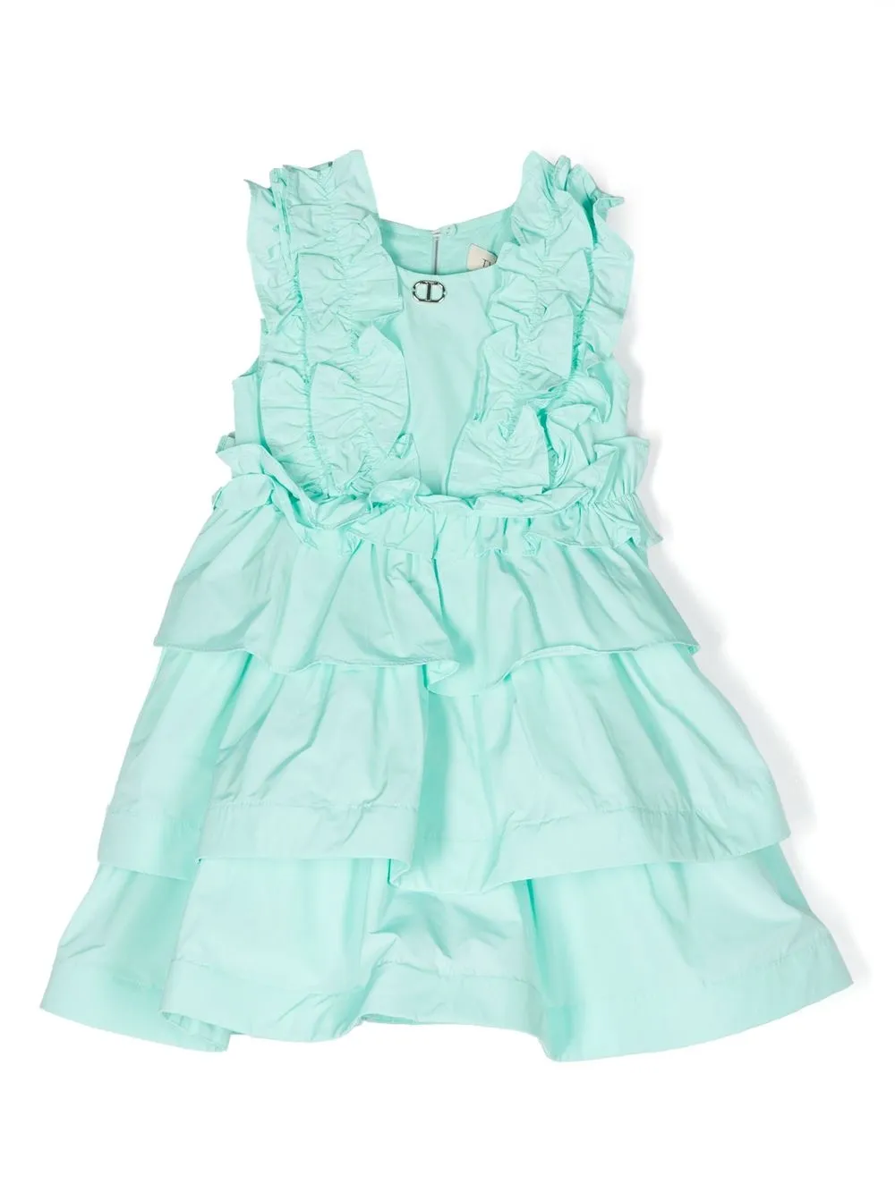 TWINSET Kids robe en coton à volants - Vert