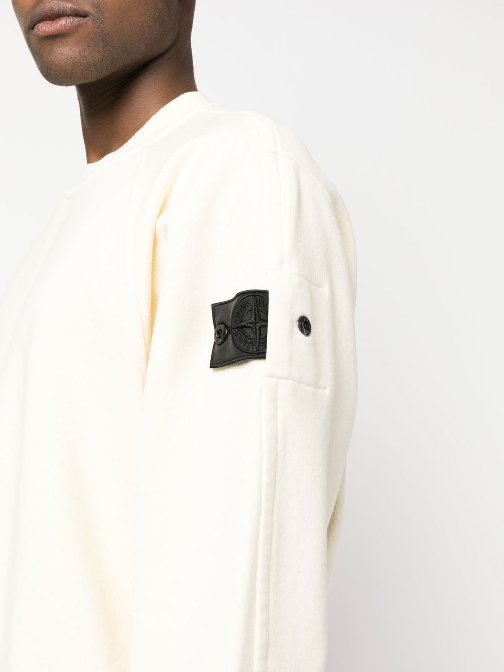 Shop Stone Island Shadow Project Logo-patch Cotton Jumper In Nude