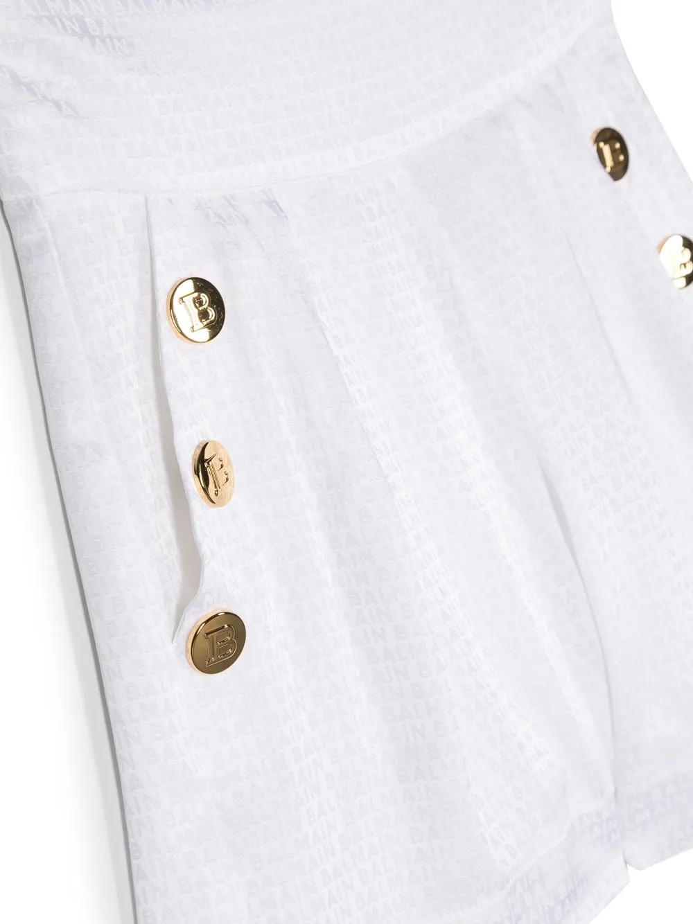 Shop Balmain Decorative-button All-over Logo-print Shorts In White