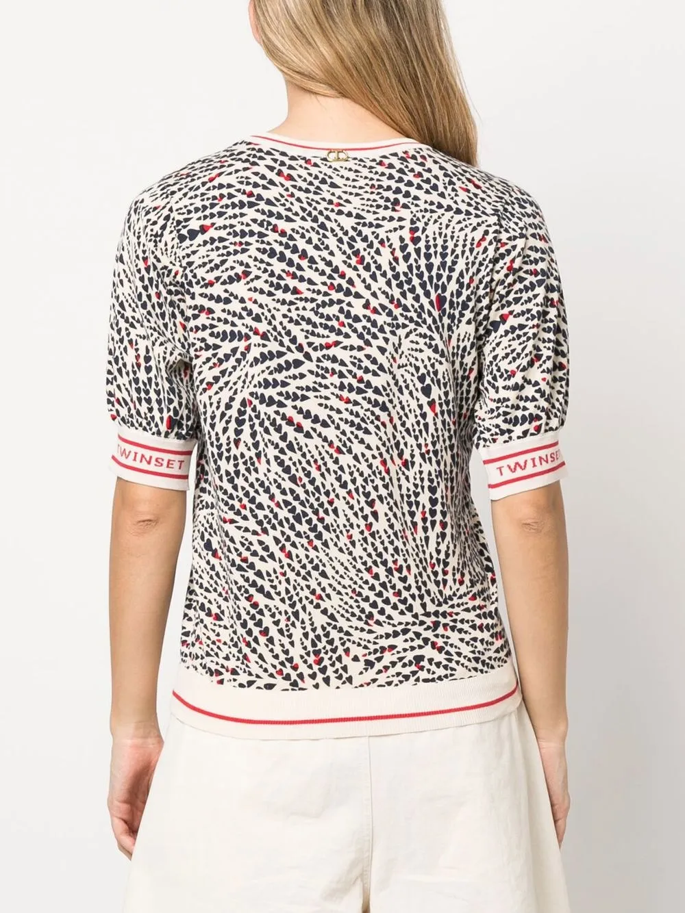 Twinset Heart-print Logo-detail T-shirt In Nude