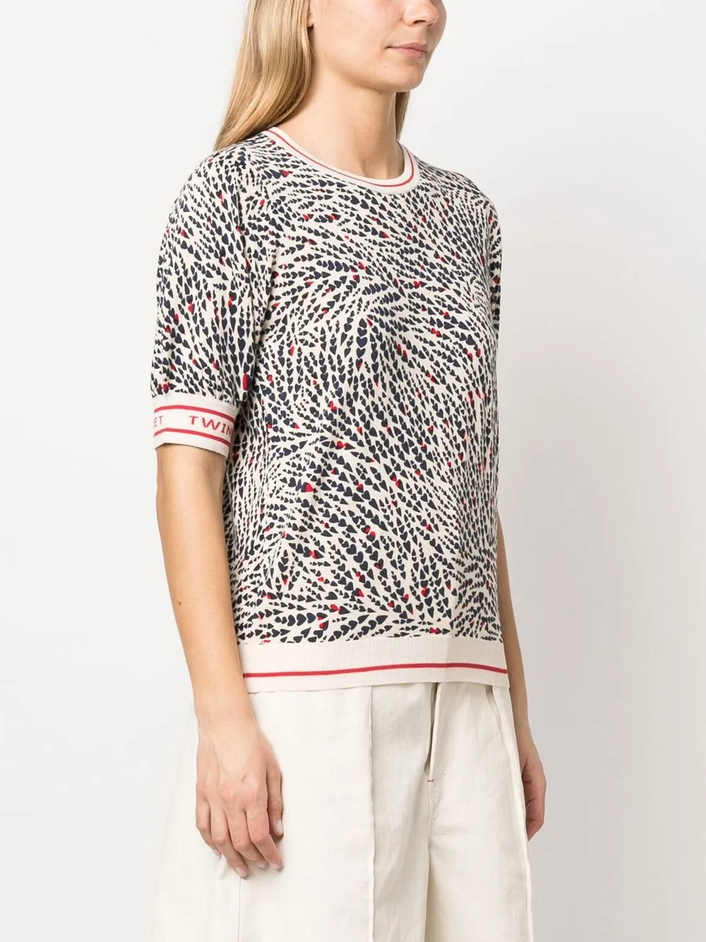 Twinset Heart-print Logo-detail T-shirt In Nude