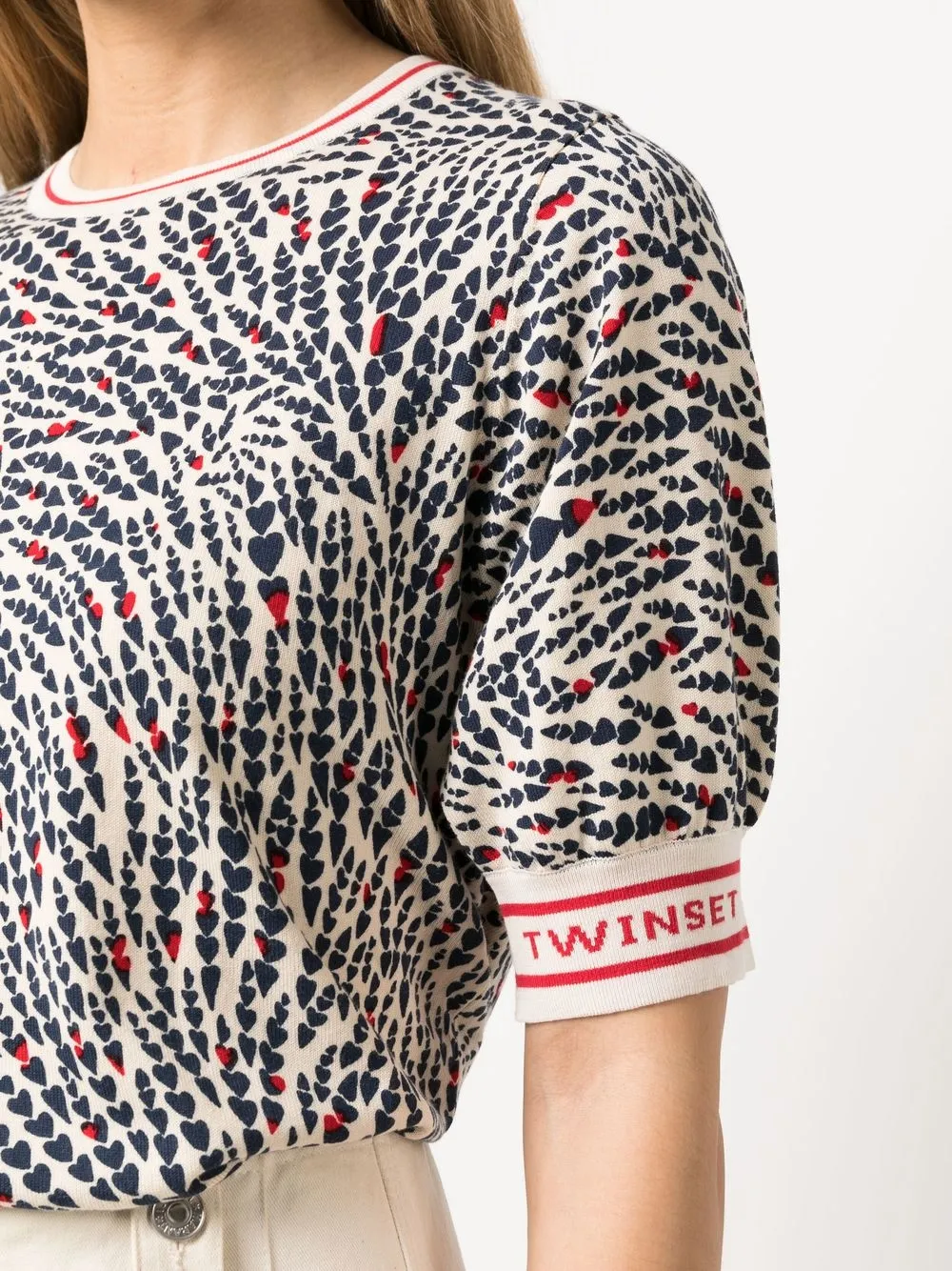 Twinset Heart-print Logo-detail T-shirt In Nude