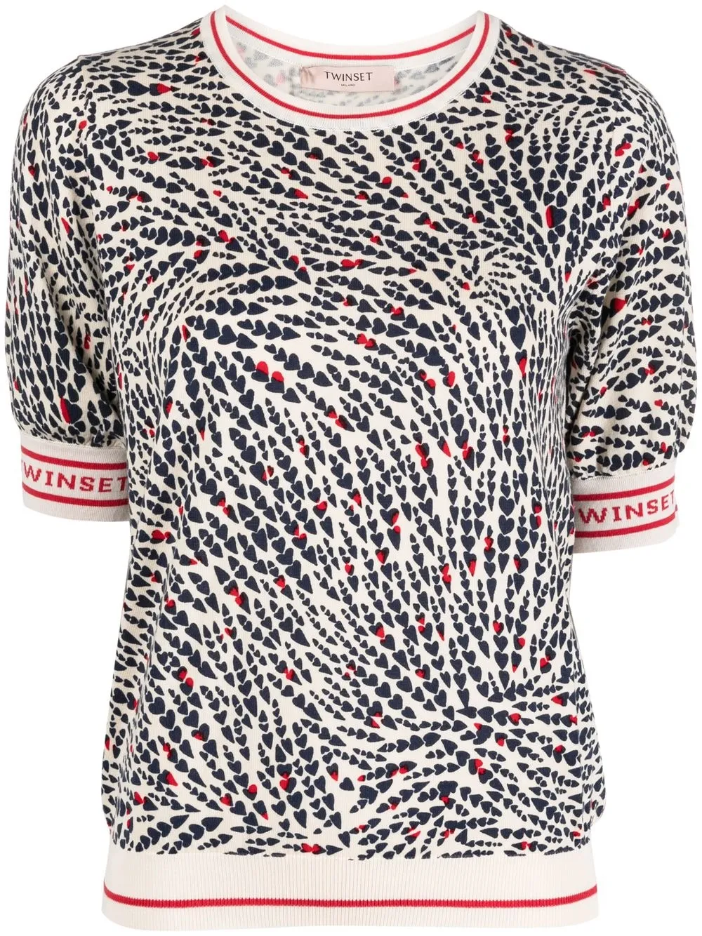 Twinset Heart-print Logo-detail T-shirt In Nude
