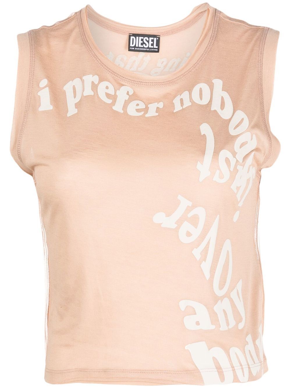 Diesel Lettering-print Sleeveless Top In Nude