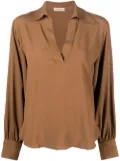 Blanca Vita V-neck draped blouse - Brown