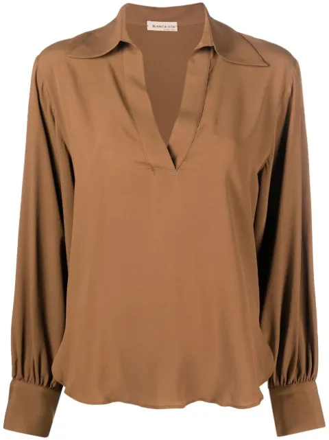 Blanca Vita V-neck draped blouse