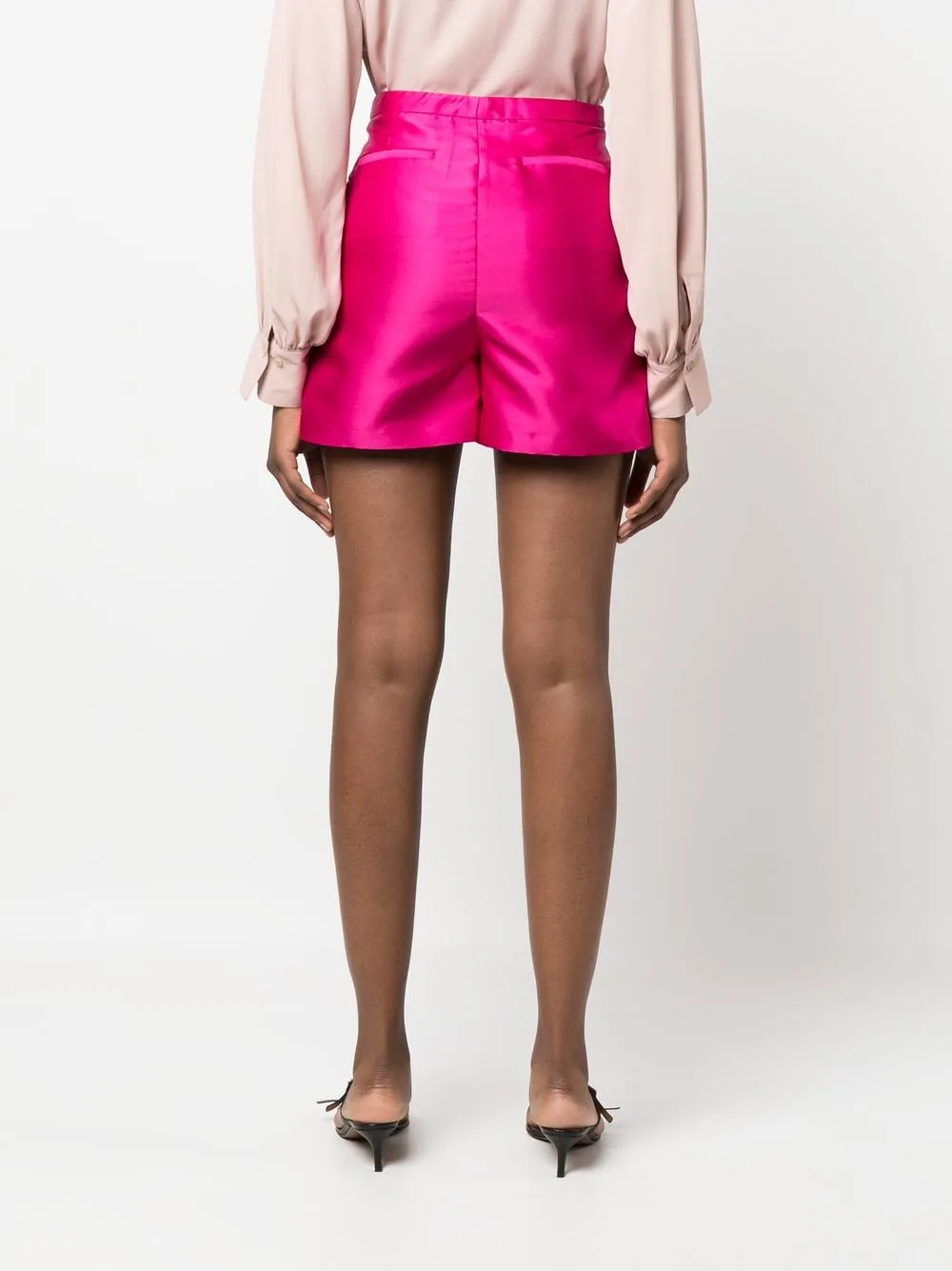 Blanca Vita Satin-finish Tailored Shorts In Rosa