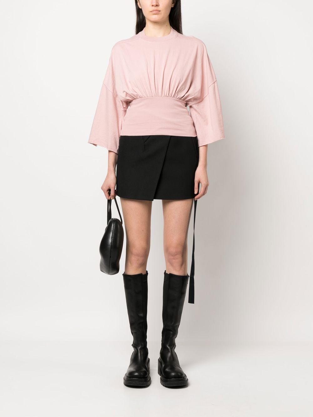 Shop Rick Owens Drkshdw Round-neck Draped Blouse In Rosa