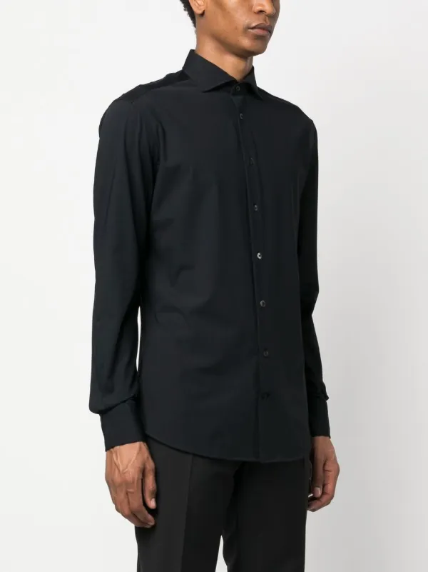 Traiano Milano Cutaway Collar Dress Shirt | Black | FARFETCH GE Traiano Milano Cutaway Collar Dress Shirt | Black | FARFETCH GE