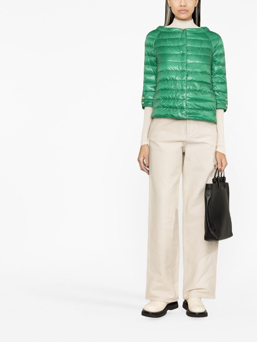Shop Herno Elsa Quilted Puffer Jacket In Green