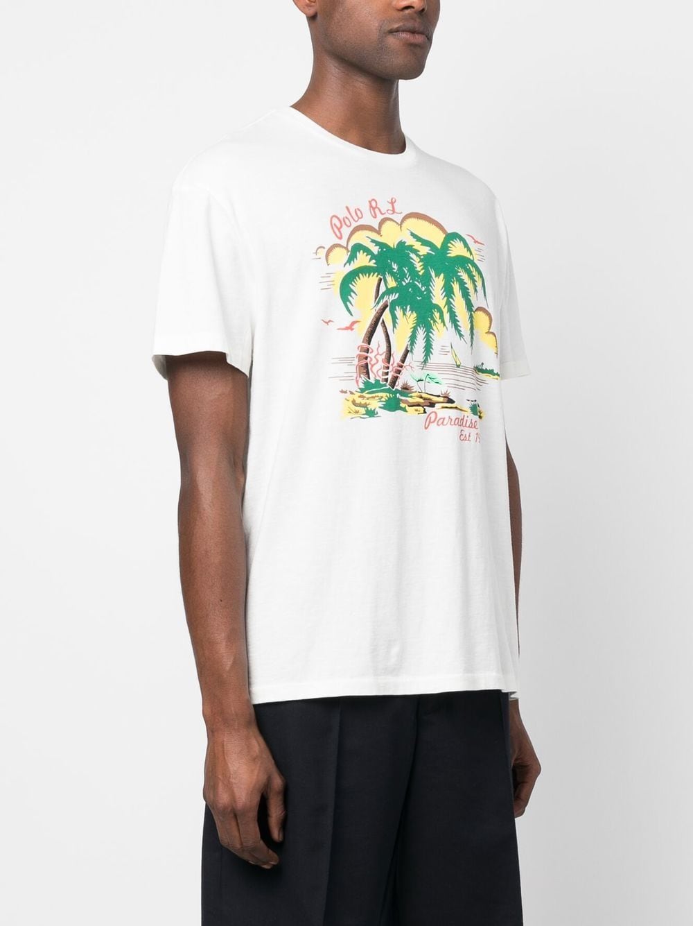 Shop Polo Ralph Lauren Printed Cotton T-shirt In Weiss