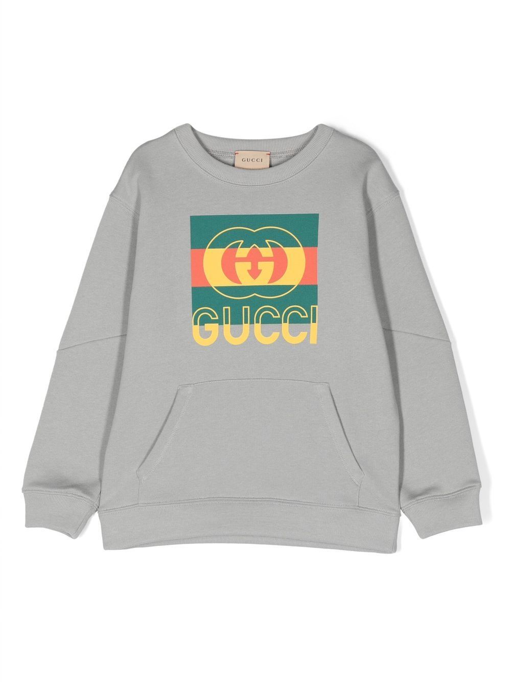 Shop Gucci Logo-print Cotton Jersey Sweatshirt In Grey