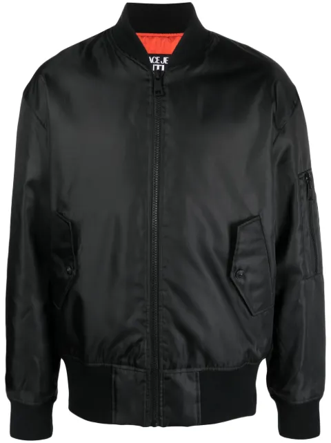 V-Emblem logo-print padded bomber jacket