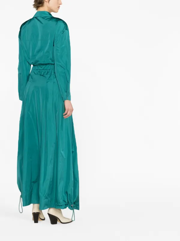 Alberta Ferretti Taffeta Drawstring-Waist Maxi Dress - Green