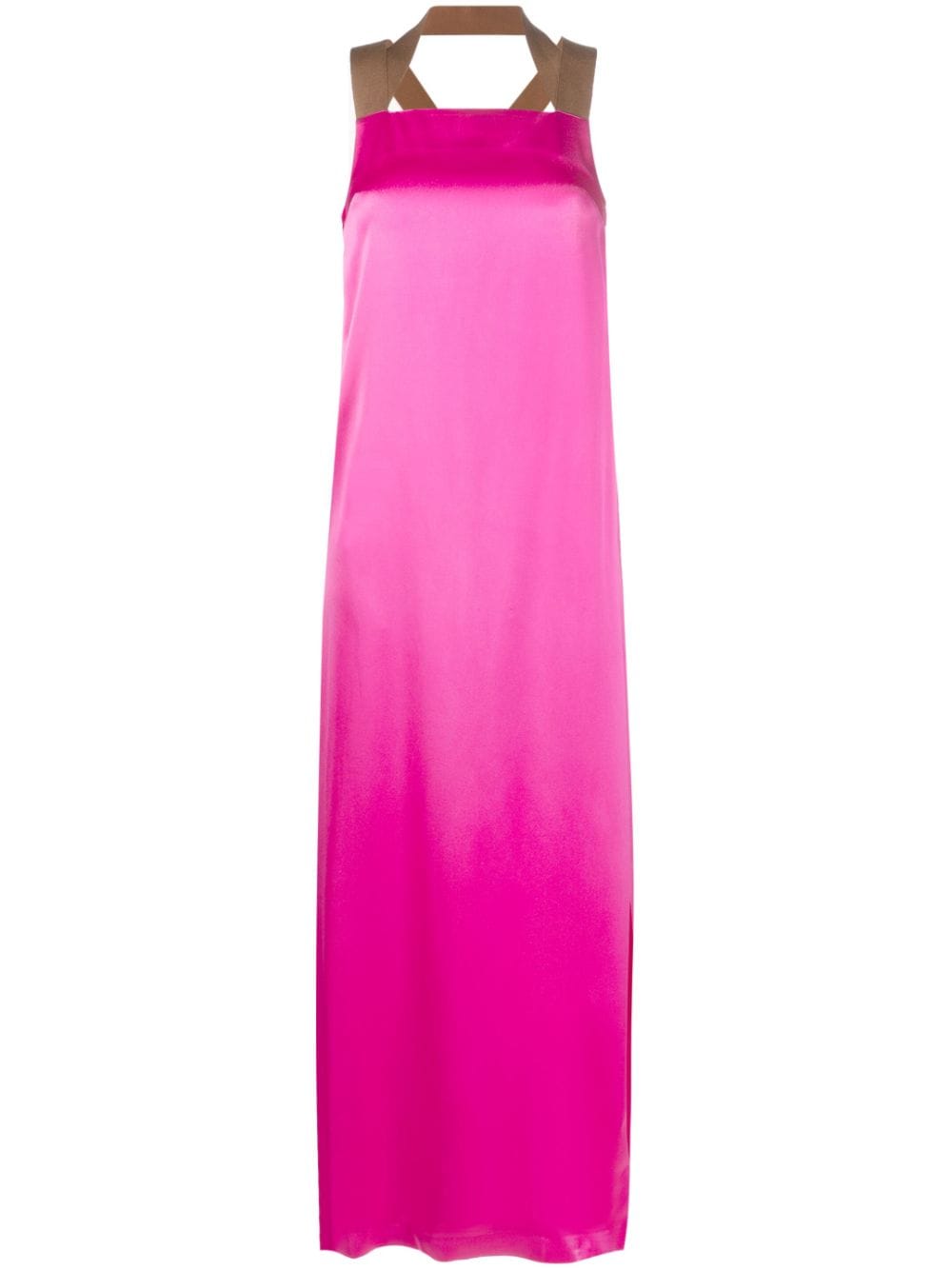 Shop Alysi Satin Long Dress In Rosa