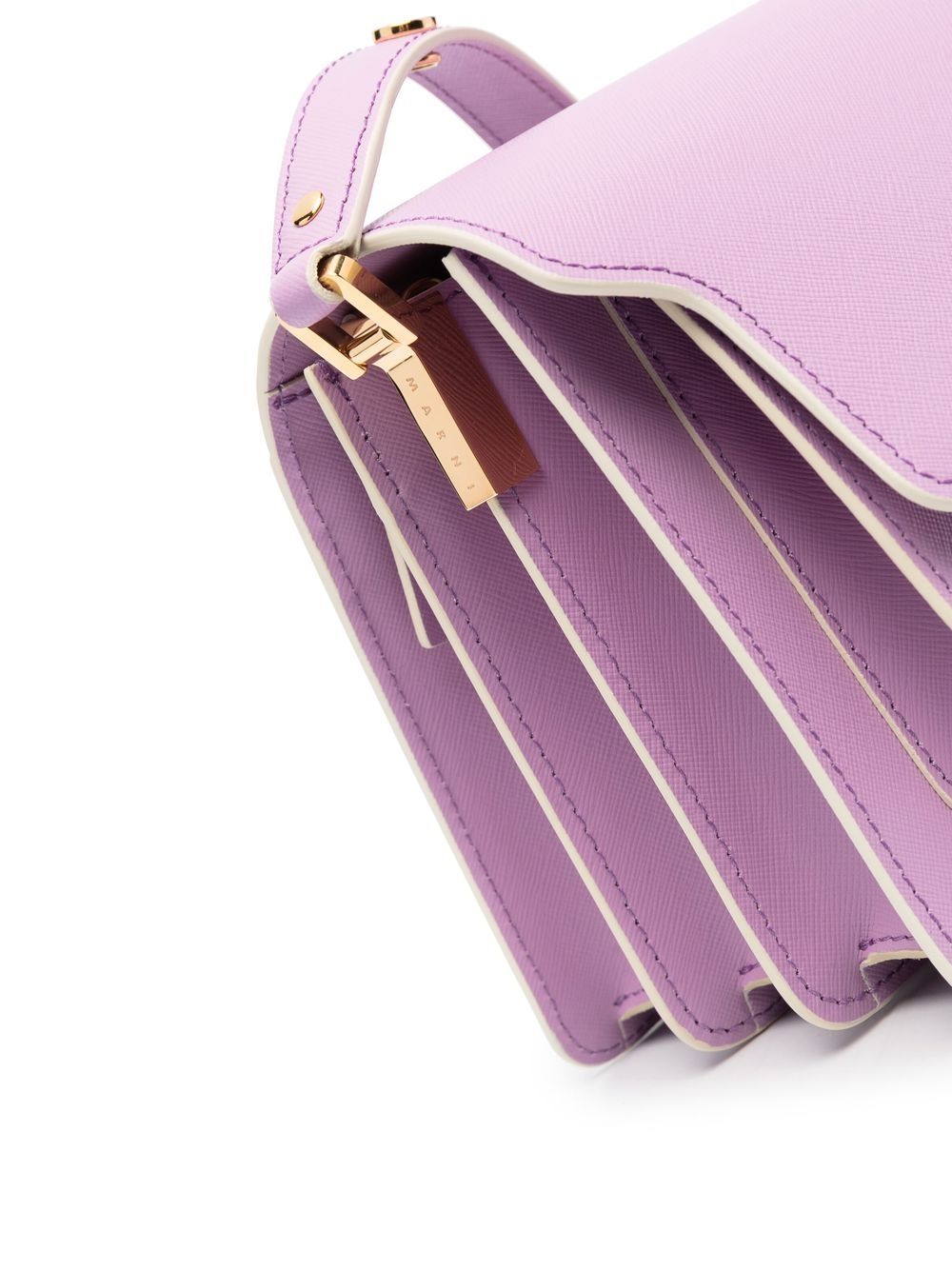 Shop Marni Trunk Leather Shoulder Bag In Violett
