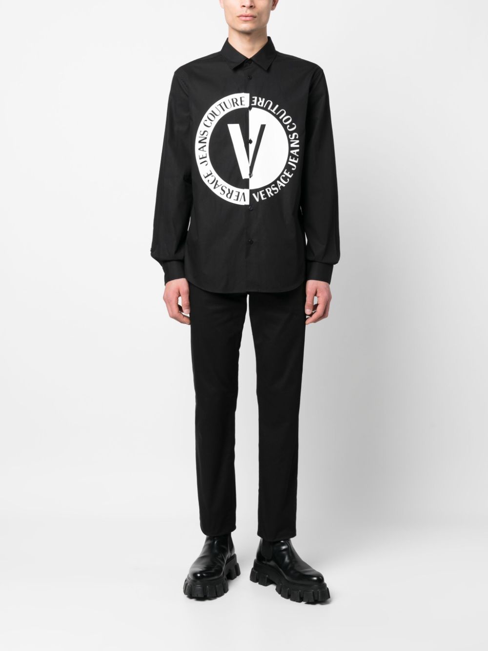 Versace Jeans Couture T-shirt met logoprint - Zwart