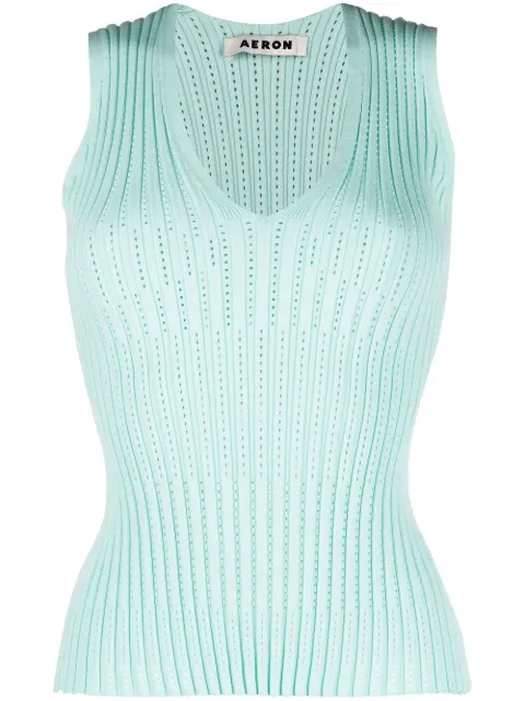 AERON V-neck ribbed-knit top