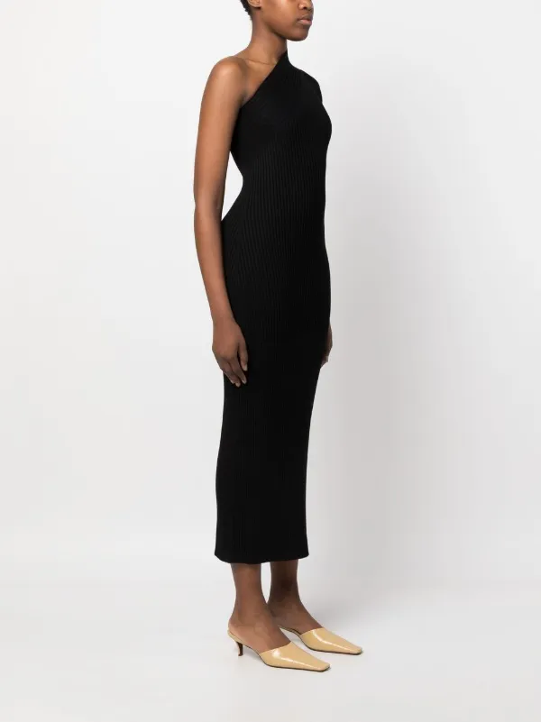 ribbed asymmetric dress Ribbed Asymmetrical Dress XS / Black