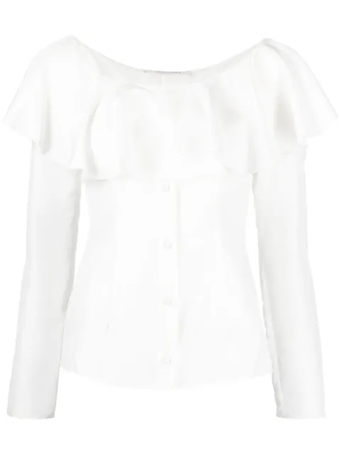 Philosophy Di Lorenzo Serafini off shoulder frilled silk blouse