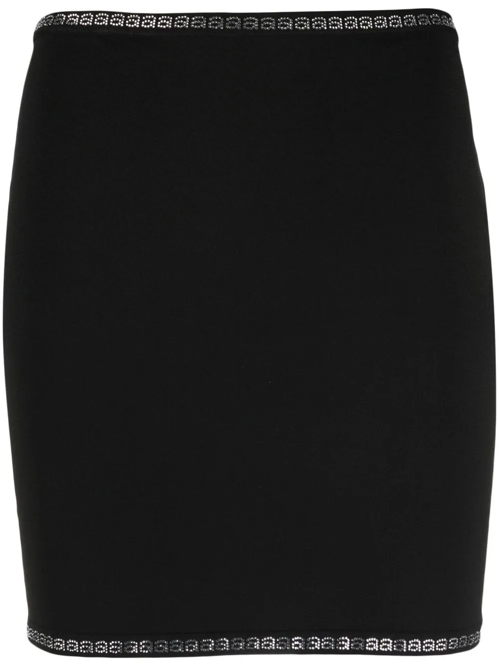 Alexander Wang Mini Skirt With Stretch Waistband And Rhinestone Decoration In Schwarz