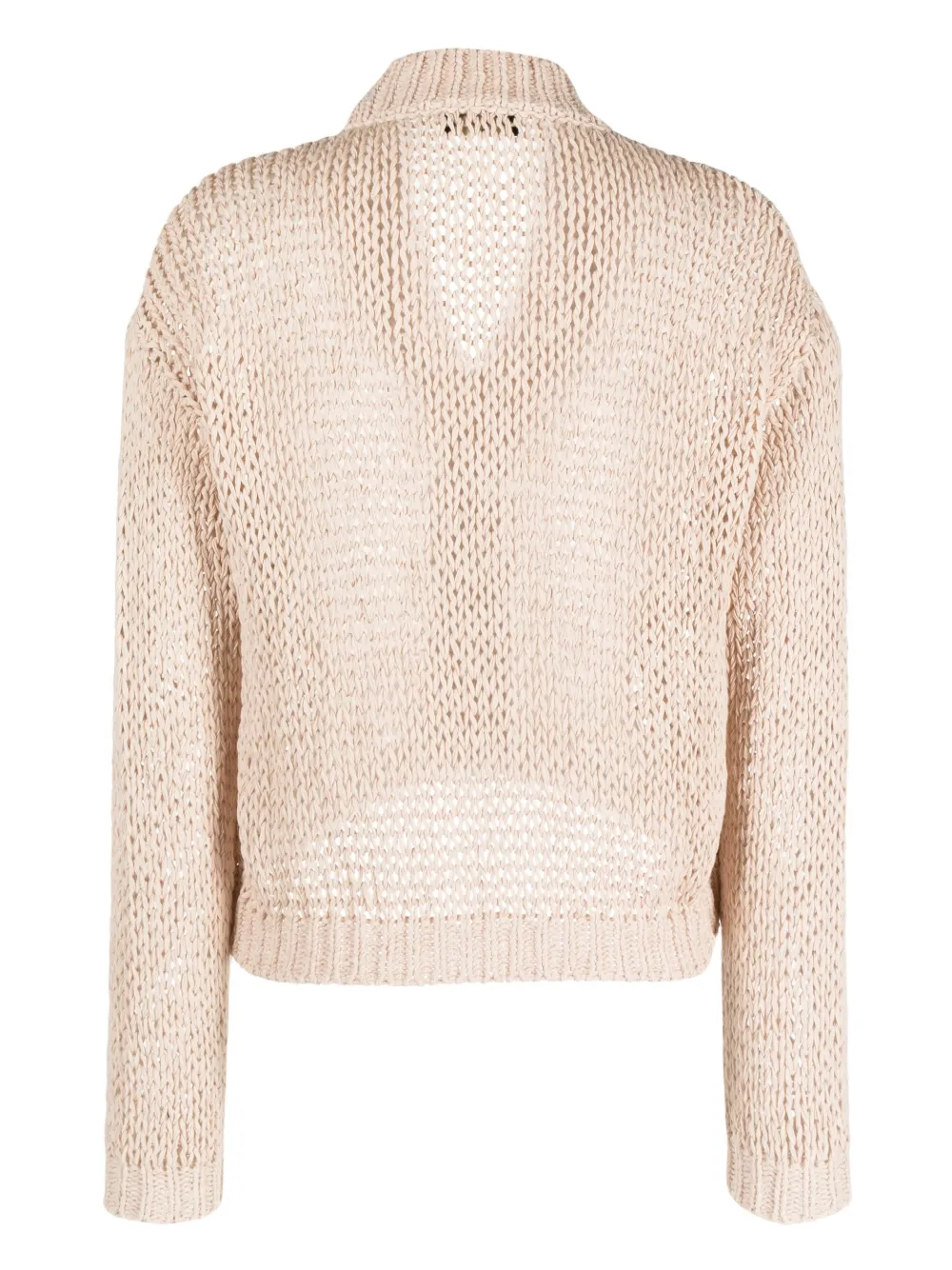 Roberto Collina Opengebreid vest - Beige
