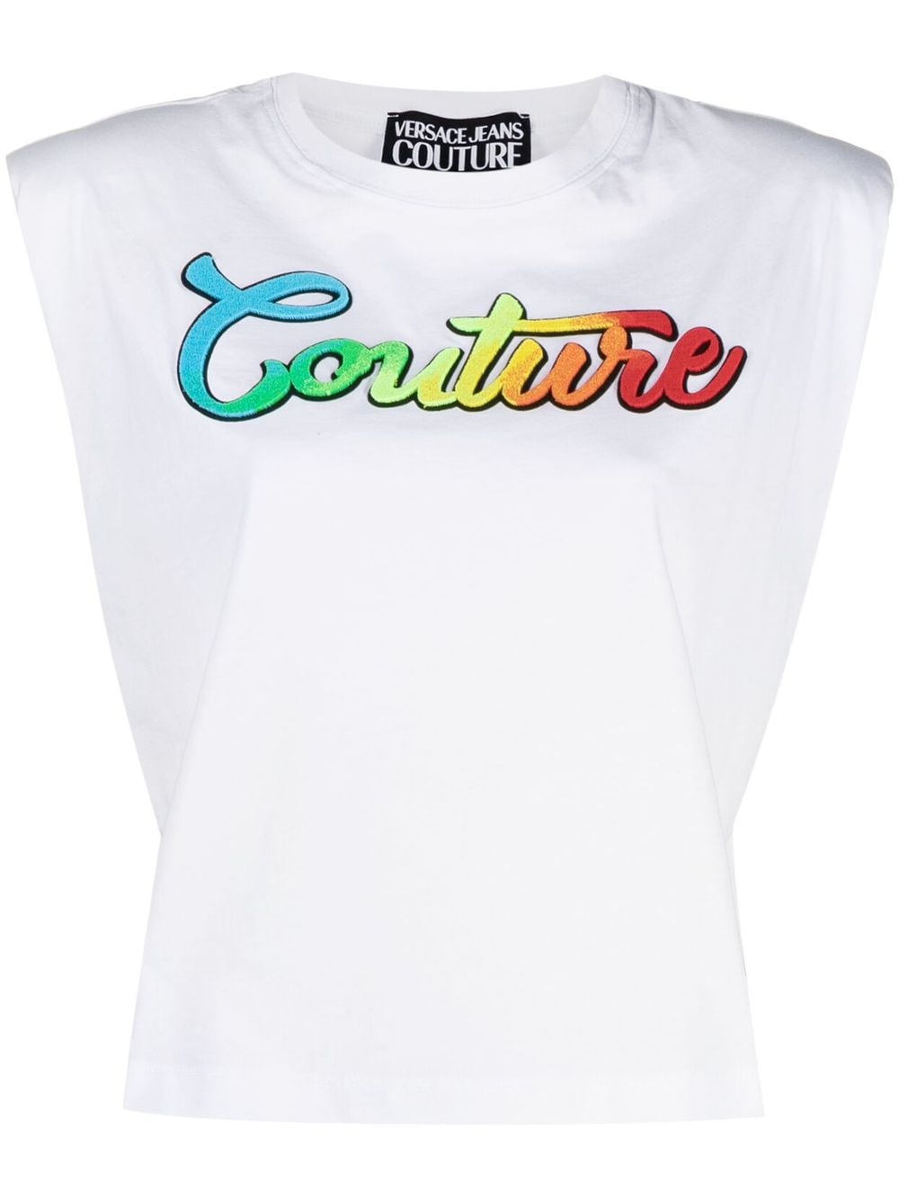 Versace Jeans Couture Couture Print Cropped Top In White