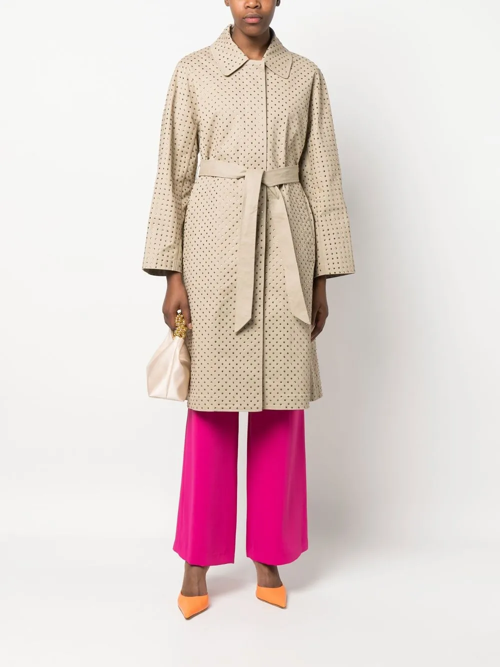 P.A.R.O.S.H. Trenchcoat verfraaid met kristallen - Beige