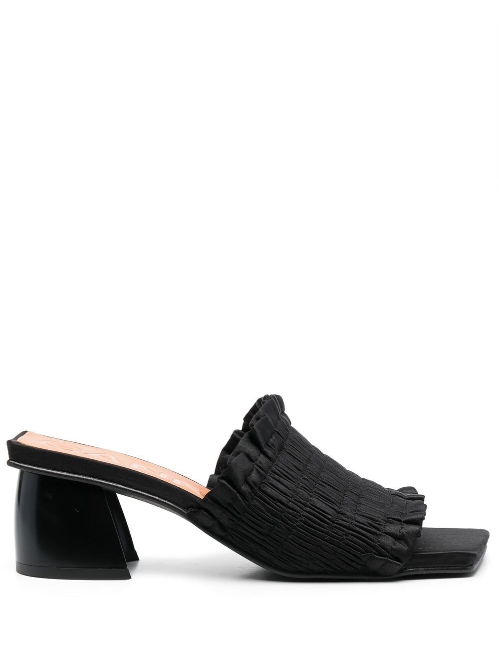 Shop Ganni Smock 65mm Kitten-heel Mules In Schwarz