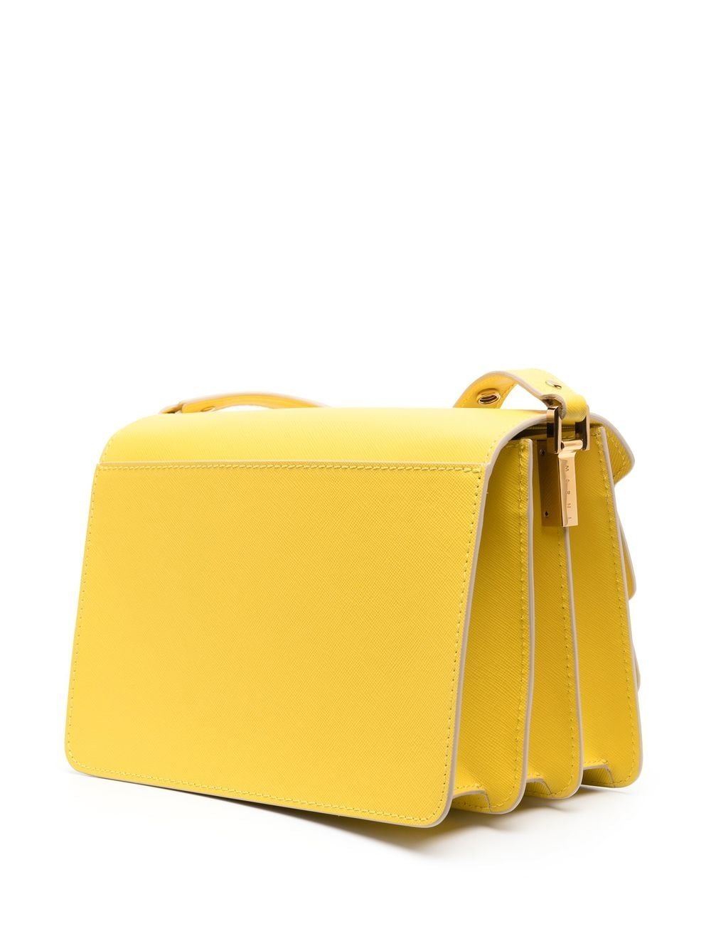 Shop Marni Trunk Leather Shoulder Bag In Gelb