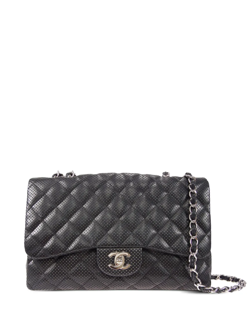 Pre-owned Chanel 2007 Classic Flap Jumbo Shoulder Bag In Black