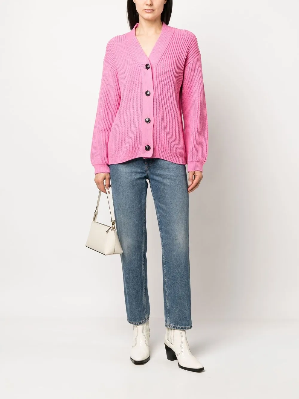 Closed Ribgebreid vest - Roze