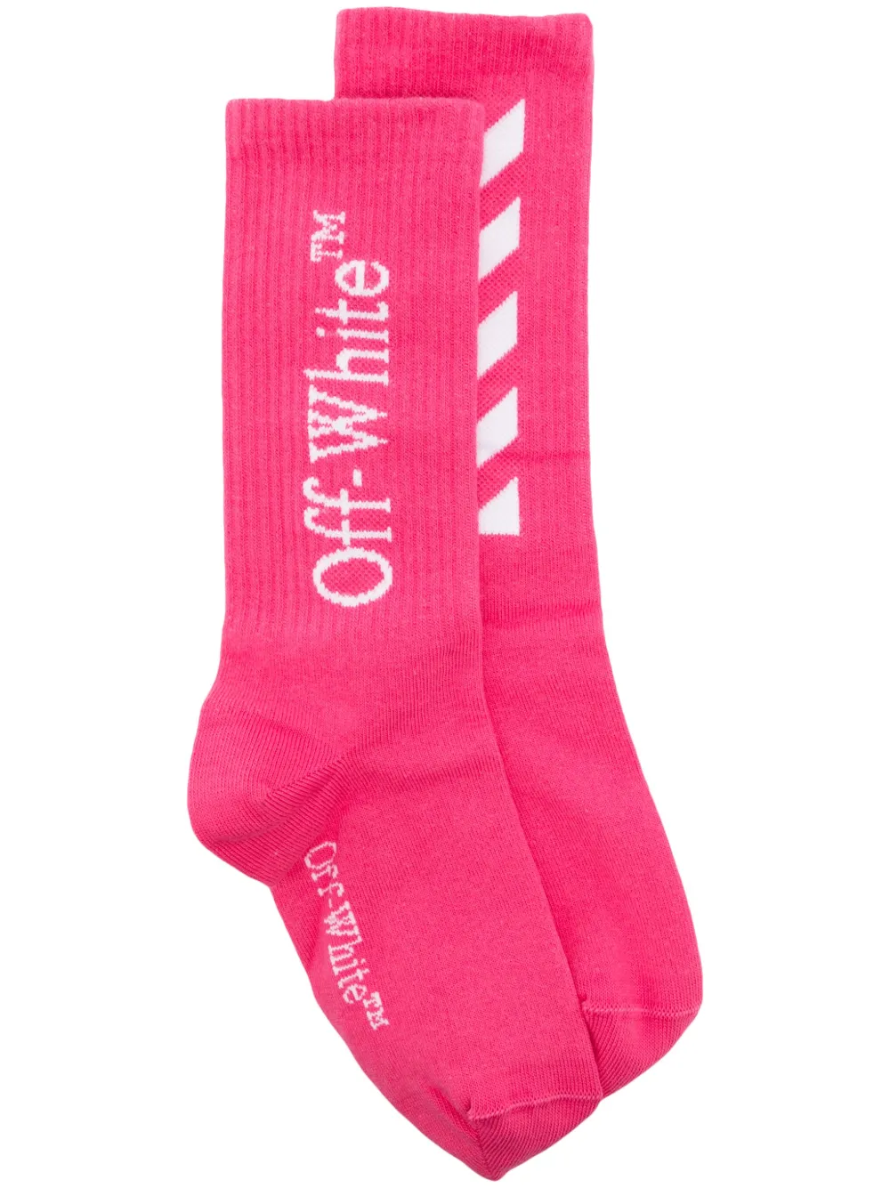 Off-white Kids' Ow Off White Diagonal Socks In Pink