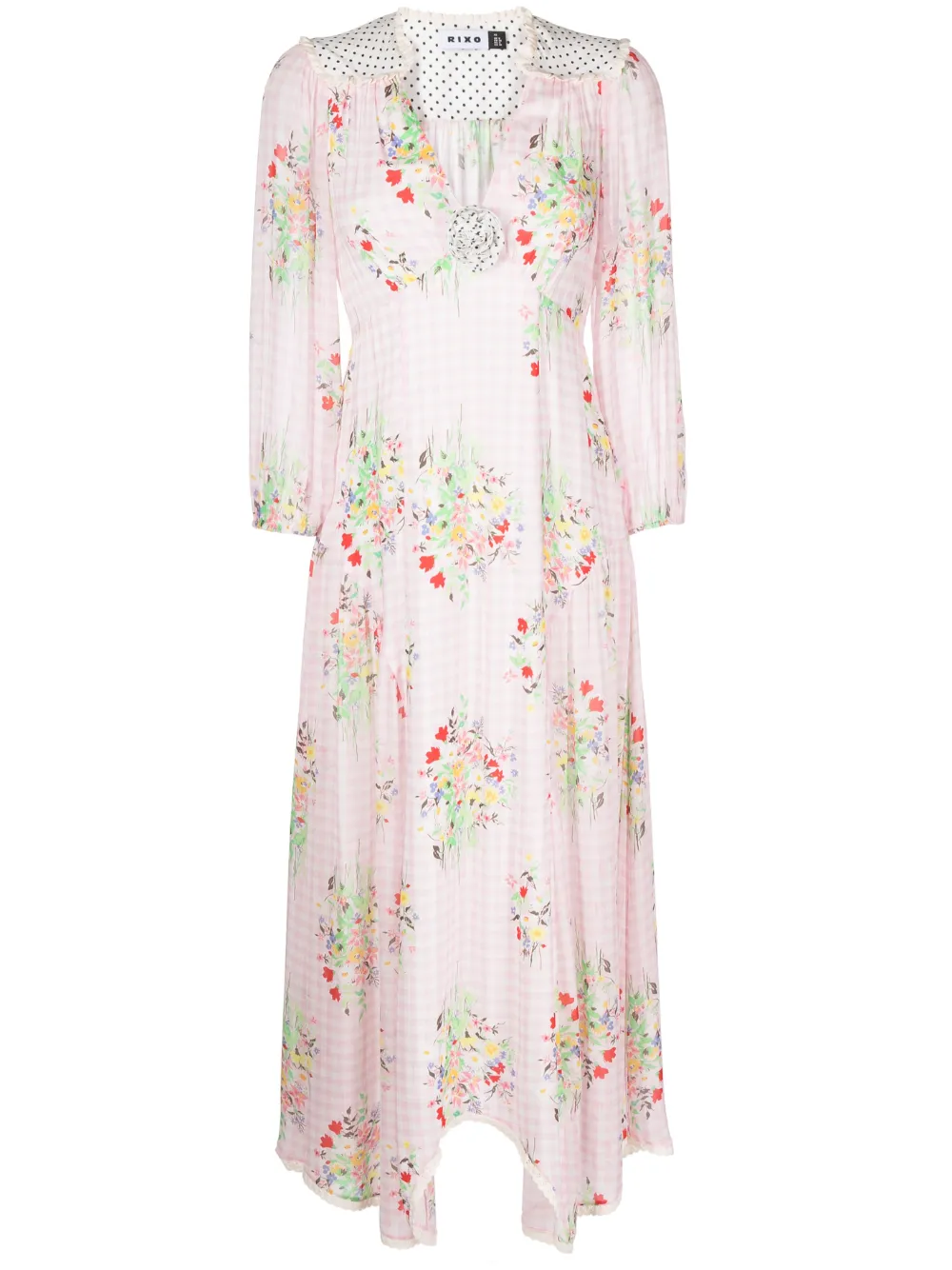 Gem floral-print midi dress