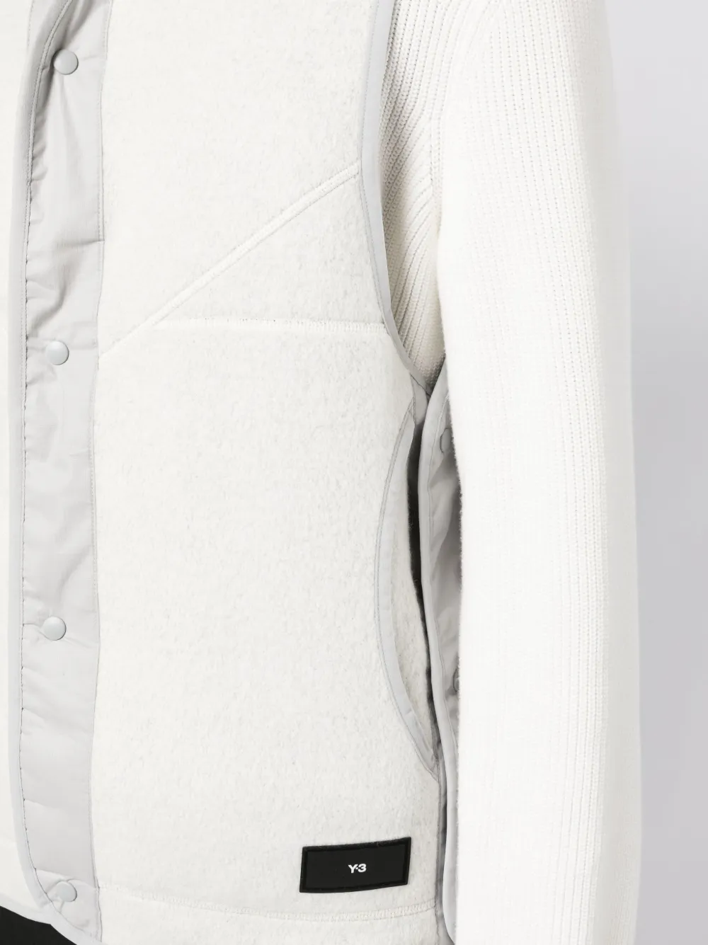 Y3 Pressstud Fleece Gilet In Nude ModeSens