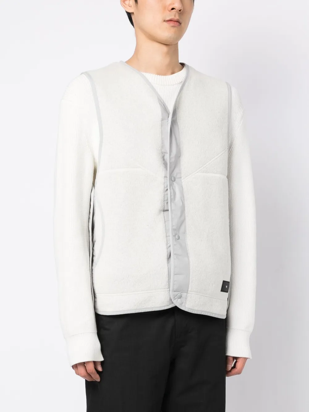 Y3 Pressstud Fleece Gilet In Nude ModeSens