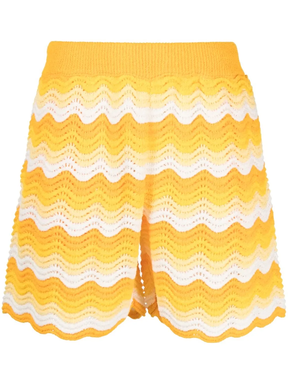 Casablanca Men's Wavy Knit Cotton Shorts In Yellow