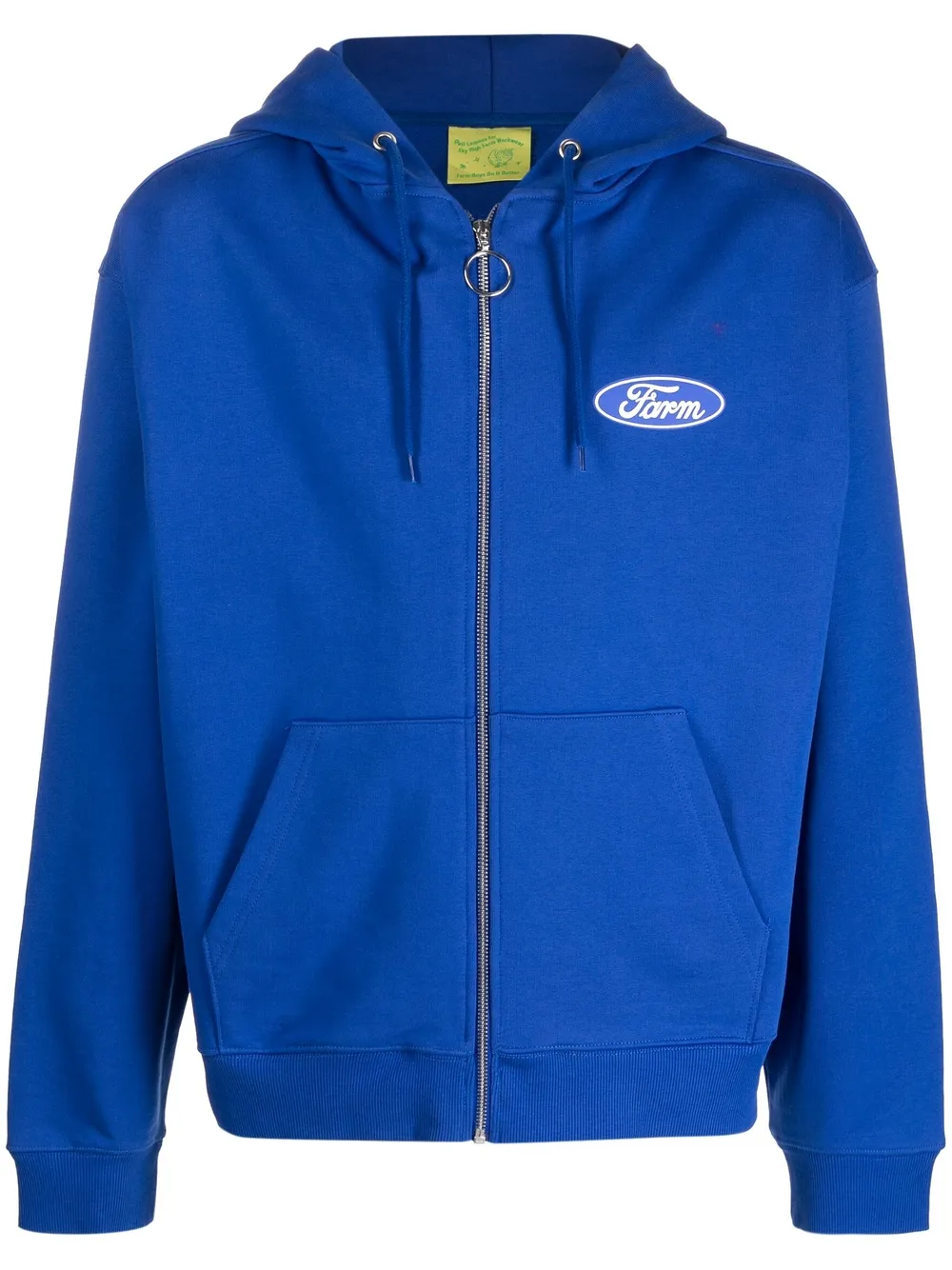 slogan-print zip-up hoodie