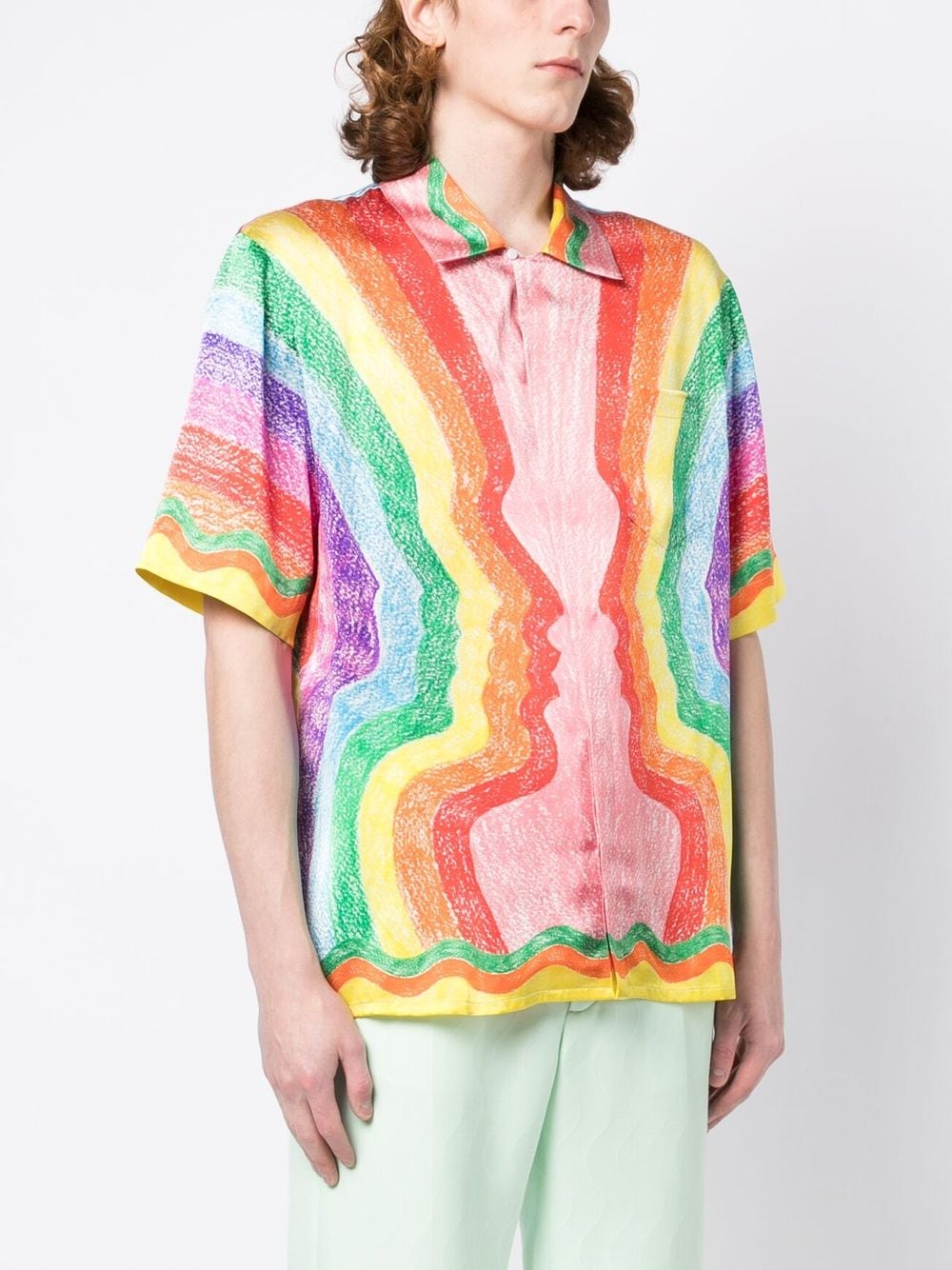 Shop Casablanca Mind Vibrations Artwork Silk Shirt In Mehrfarbig