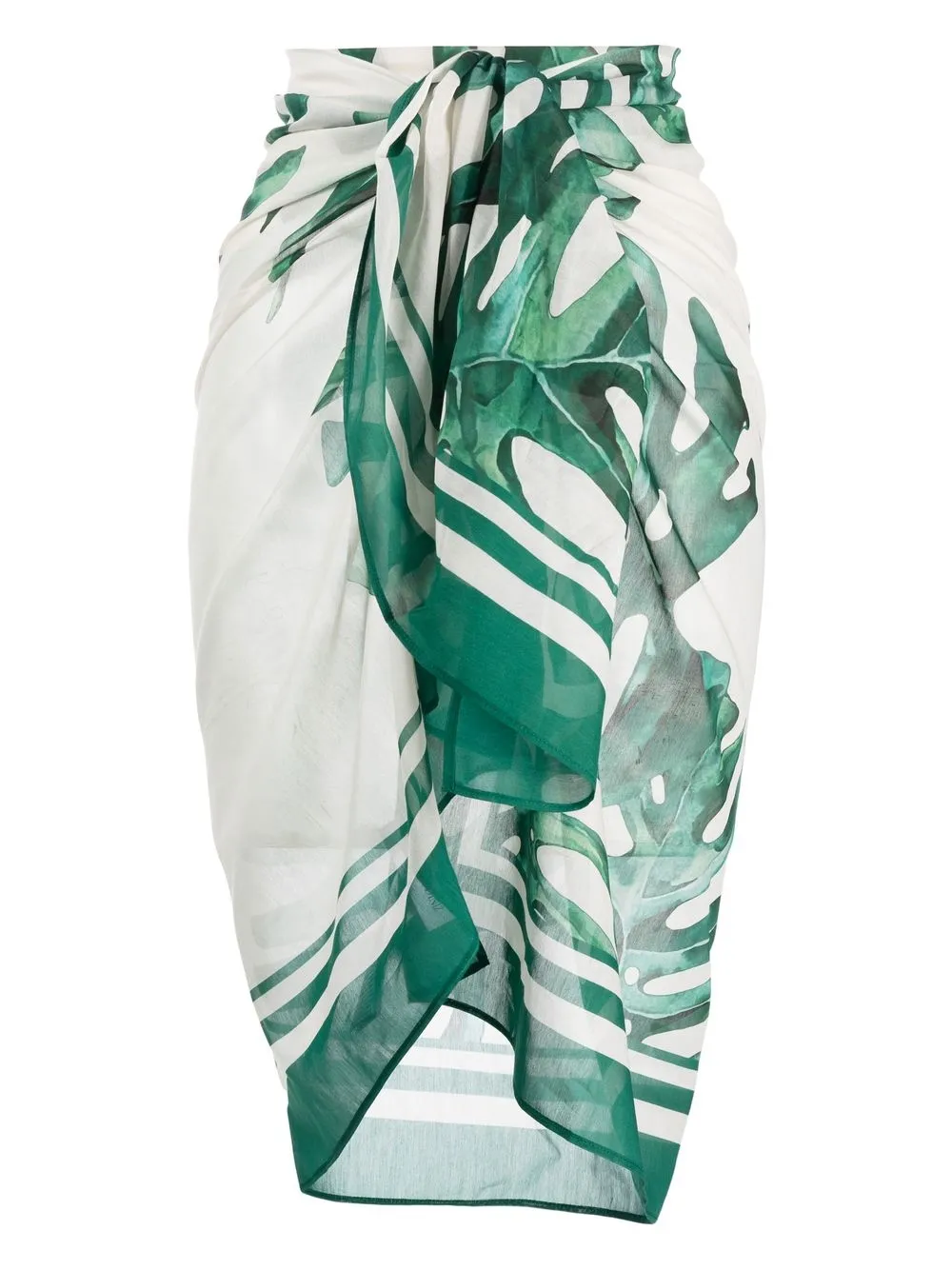 Raquel Diniz Leaf-print Cotton Beach Cover-up In Green