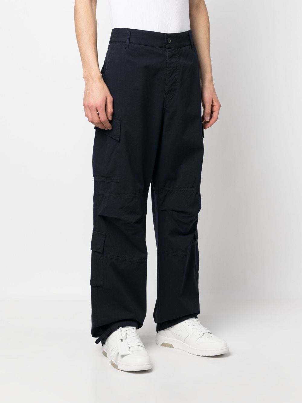 Shop Darkpark Wide-leg Straight Trousers In Blau