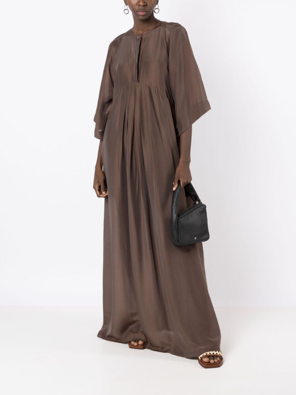 Shop Misci Cecilia Silk Dress In Brown