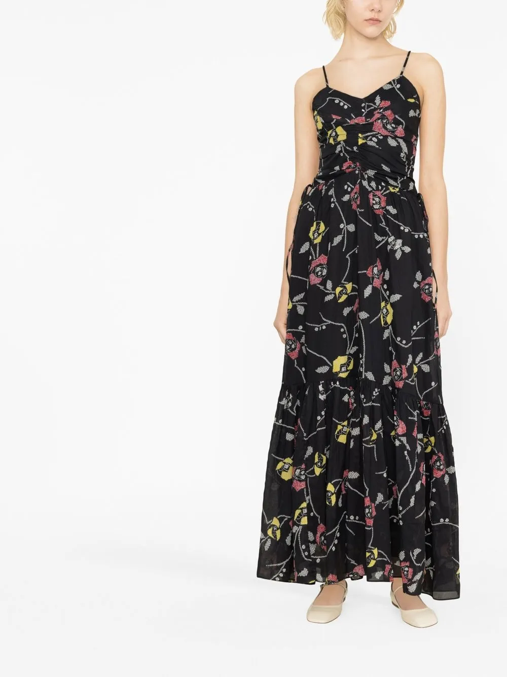 MARANT ÉTOILE Maxi-jurk met bloemenprint - Zwart