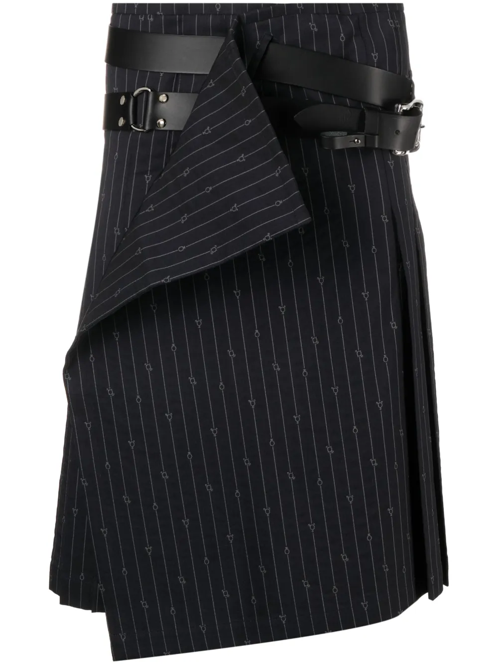 Charles Jeffrey Loverboy pinstripe-pattern wrap-design kilt - Blue