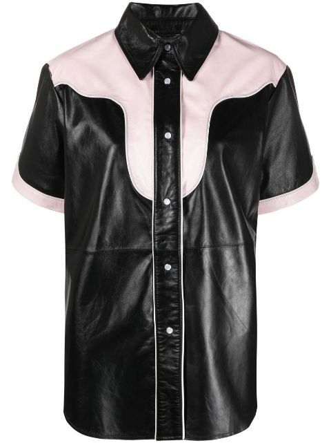 STAND STUDIO colour-block leather shirt
