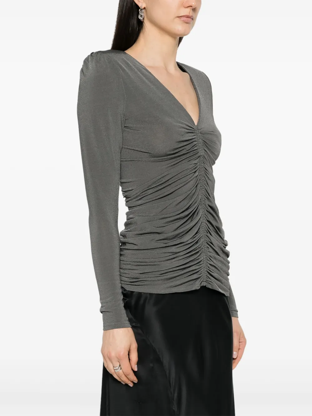 Givenchy Ruched Long-sleeve Top In Grey
