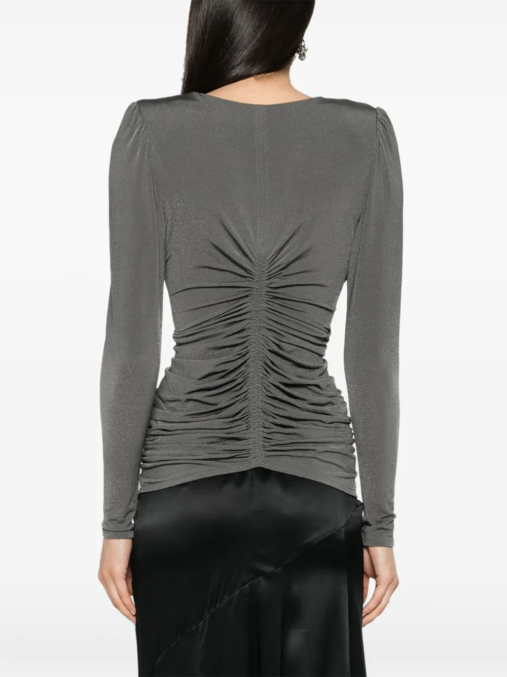 Givenchy Ruched Long-sleeve Top In Grey