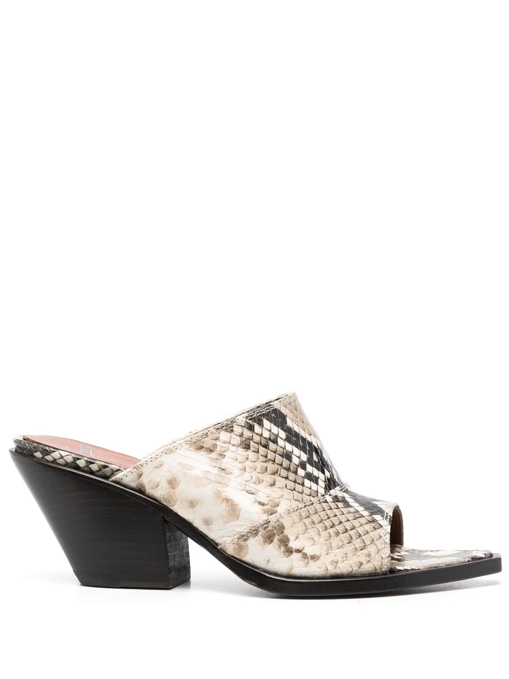 Sonora Python-print Open-back Boots In Animalier