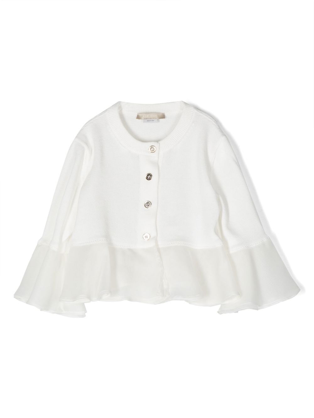 Elie Saab Junior Kids' Ruffled Cotton-silk Cardigan In Weiss