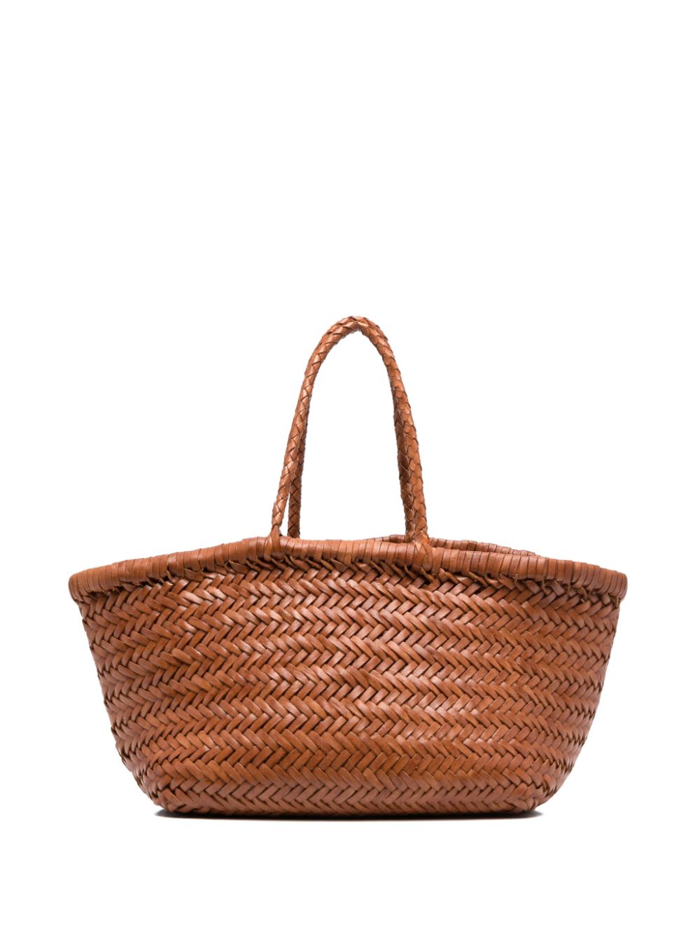 Dragon Diffusion Triple Jump Small Woven Leather Tote In Brown